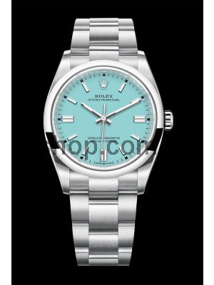 Rolex Oyster Perpetual Turquoise Blue Dial ETA Swiss Watch- M126000-0006