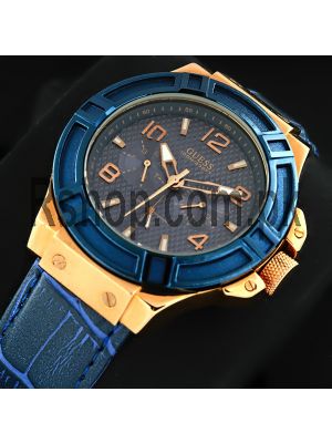 Guess Men's Rigor Blue & Rose Gold-Tone Watch Price in Pakistan